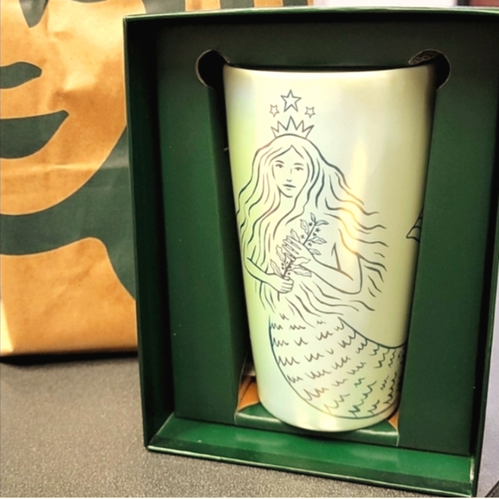 50th anniversary mermaid ceramic cup & matching reusable cup